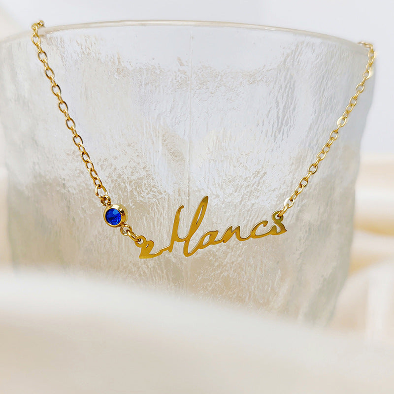 New Titanium Steel Necklace Jewelry Women&#039;s Niche Design Stainless Steel Letter Name Necklace Light Luxury Clavicle Chain
