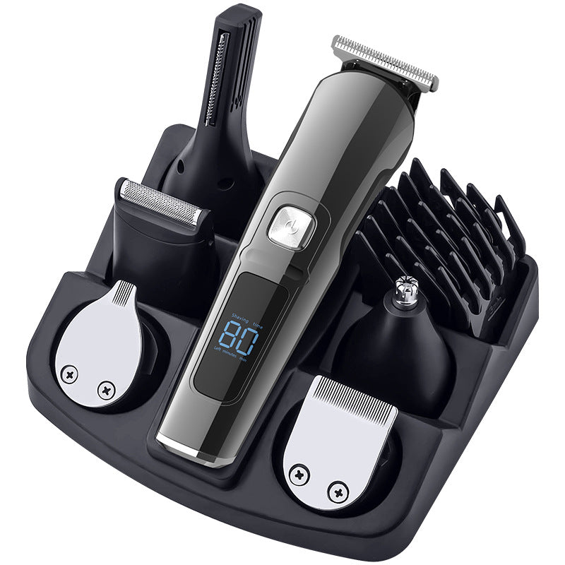 Five-in-one Multifunctional Carving Hair Clipper USB Charging Intelligent Digital Display Waterproof Electric Push Shaver