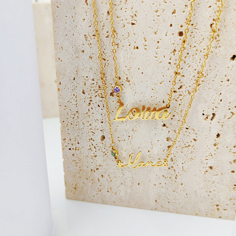 New Titanium Steel Necklace Jewelry Women&#039;s Niche Design Stainless Steel Letter Name Necklace Light Luxury Clavicle Chain