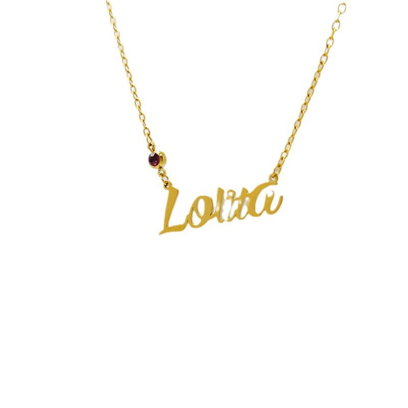 New Titanium Steel Necklace Jewelry Women&#039;s Niche Design Stainless Steel Letter Name Necklace Light Luxury Clavicle Chain