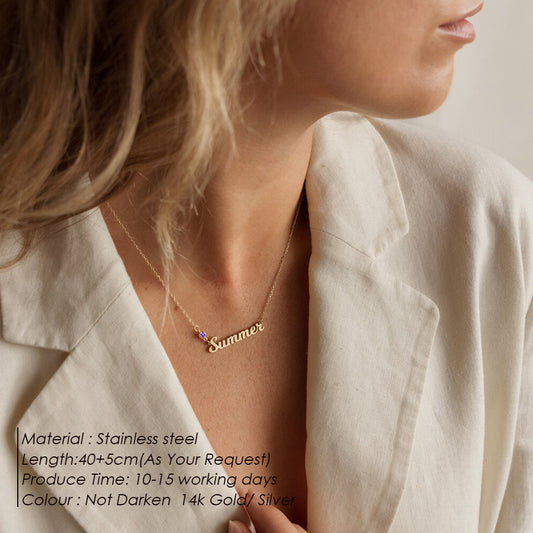 New Titanium Steel Necklace Jewelry Women&#039;s Niche Design Stainless Steel Letter Name Necklace Light Luxury Clavicle Chain