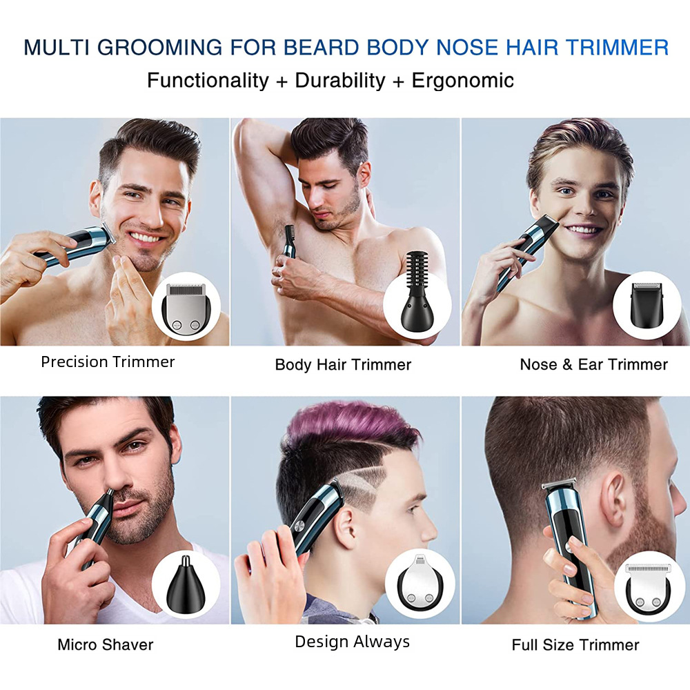 Five-in-one Multifunctional Carving Hair Clipper USB Charging Intelligent Digital Display Waterproof Electric Push Shaver